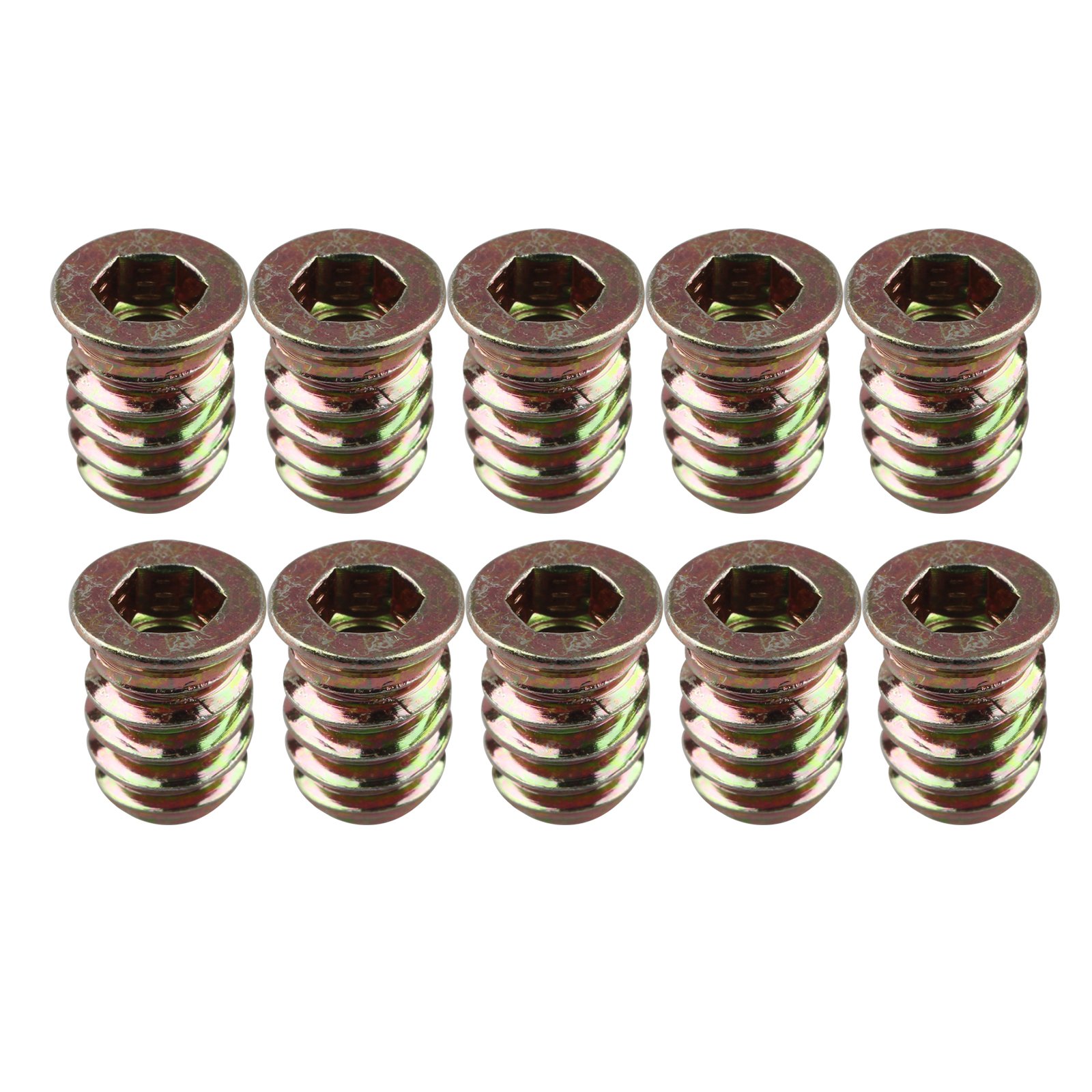 HALJIA 10pcs M6 x 15mm Thread Nut Wood Insert Interface Screws Hexagonal Socket Nut Fixing for Furniture Bed Cot Cabinet