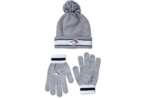 Gertex MLB Toronto Blue Jays Children, Youth Knit Pom Toque and Glove Set for Winter With Embroidery | Licensed MLB