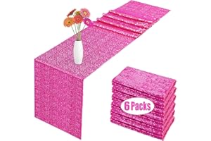 OGORI 6 Pack Sequin Table Runner Hot Pink, 12 x 108 inch Glitter Baby Blue Table Runner for Rectangle Table for Birthday, Wedding, Banquet, Holiday Party Decorations & Baby Shower
