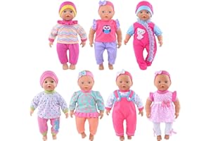 EBUDDY Doll Clothes 7 Sets Doll Playtime Outfits Clothes Hat Headband Fits for 10 Inch Baby Dolls 12 Inch New Born Baby/Alive Baby Dolls 14 inch Dolls (No Doll)