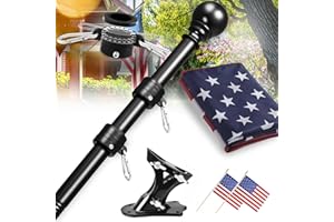 WIDYANA Flag Pole Kit with 3x5 Embroidered American Flag 6ft Heavy Duty Tangle Free Flag Pole with Metal Holder Matte Black Flagpole Kit for Outside House, Porch, Yard