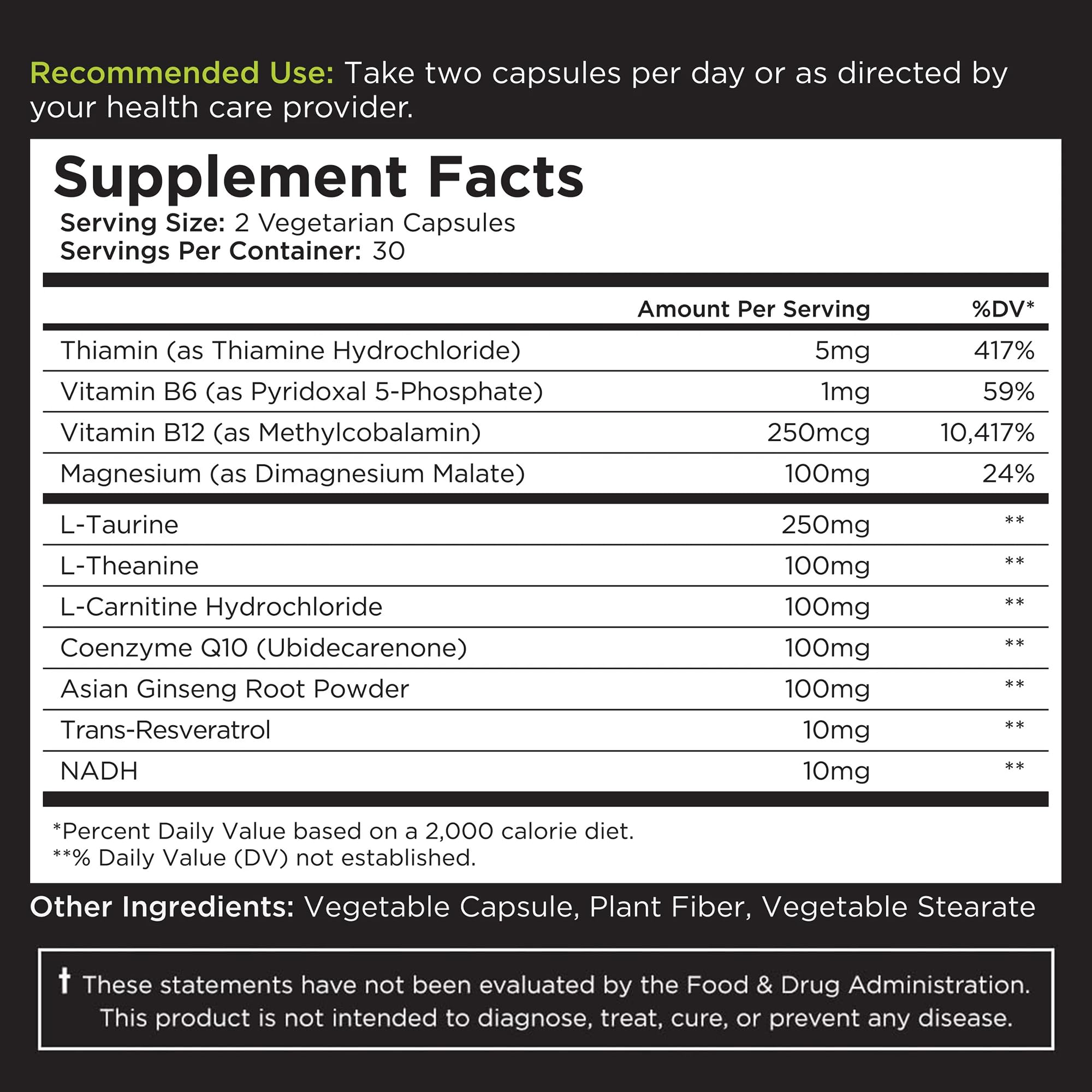 Livingood Daily Energy Support, 11-in-1 Supplement with Magnesium, Vitamin B6, B12, Amino Acids, L Carnitine, CoQ10, Ginseng & L Theanine, Supports Natural Energy for Men & Women, Vegan, 60 Capsules