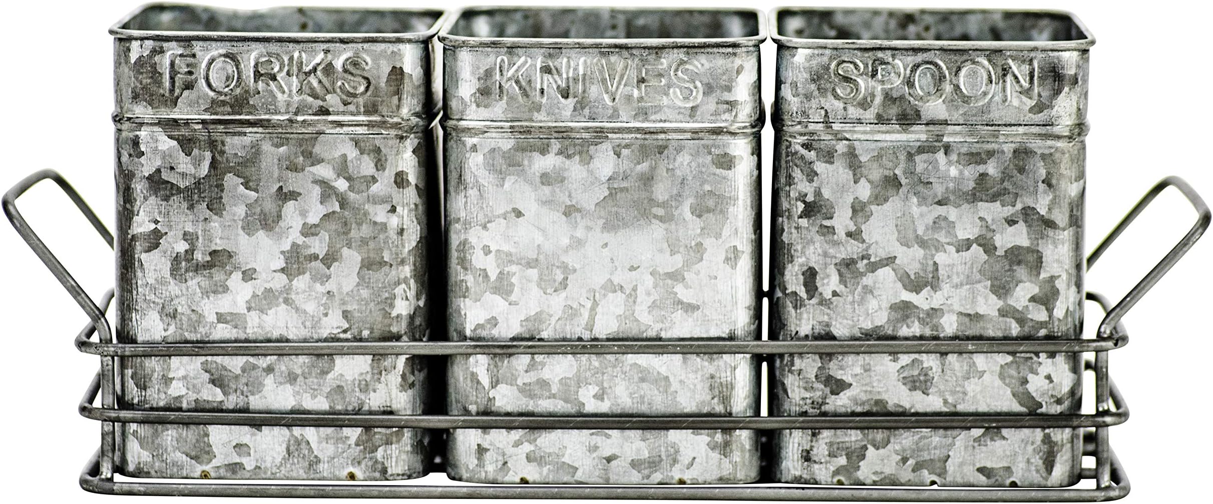 Boston Warehouse Galvanized Steel Flatware & Utensil Caddy