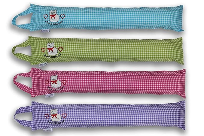 Merino-Betten Zugluftstopper 85cm Zugluftrolle in Verschiedenen Farben mit süßen Kätzchen Türluftstopper Schutz vor Lärm und 
