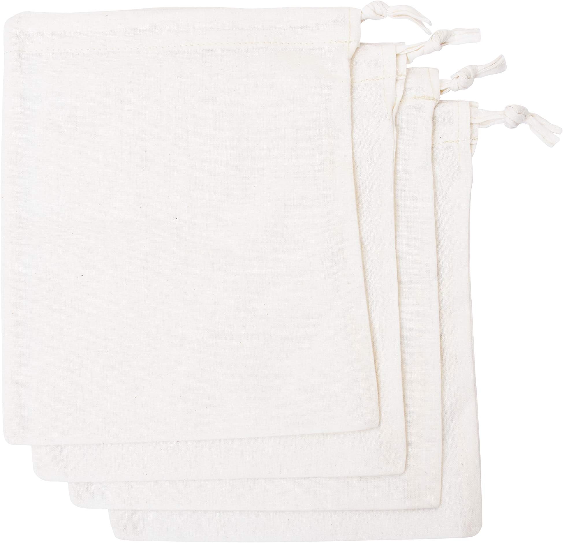 Reusable Produce bags - Natural Organic Cotton Reusable Muslin Produce Bags for Fruits and Vegetables (Snack Pouch - set of 4)