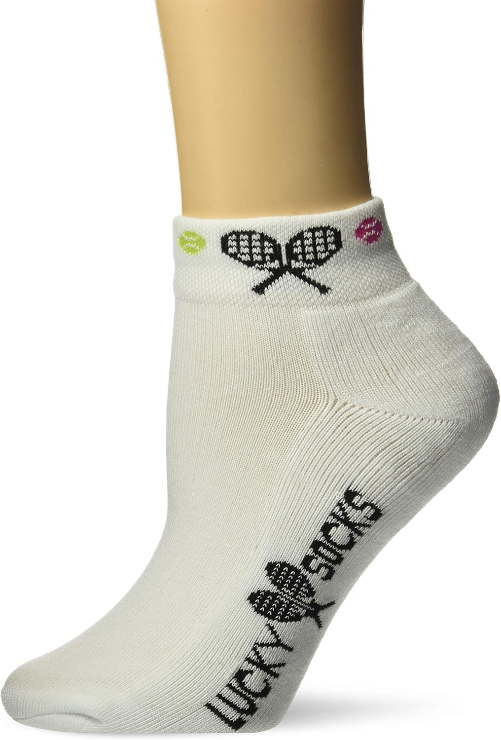 K. Bell Women's Met My Match Tennis Novelty Low Cut Athletic Socks, Raquet (White), Shoe Size: 4-10 at  Women’s Clothing store