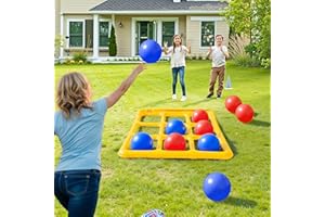 TOOBIMEN Outdoor Games for Adults and Family, Giant Tic Tac Toe Game with 10 Balls, Outside Toys for Kids Ages 8-12, 2-10 Players, Yard Pool Beach Lawn Camping