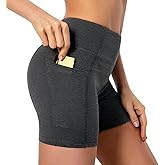Ksmien Women's High Waist Biker Yoga Workout Cycling 5"/8" Shorts Compression Gym Exercise Shorts with Side Pockets