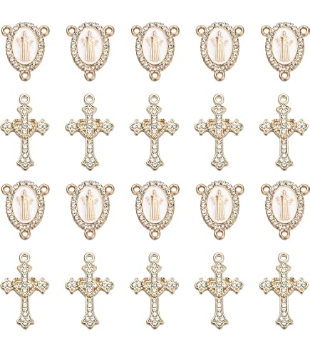 Amazon.com: 30pcs Golden Alloy Mixed Rhinestone Religious Cross