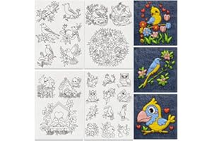 DOODLREAM 24Pcs Flowers and Birds 4 Sheets Water Soluble Embroidery Pattern Stabilizers, Stick and Stitch Embroidery Stickers, Hand Sewing DIY Flowers and Birds Embroidery Papers