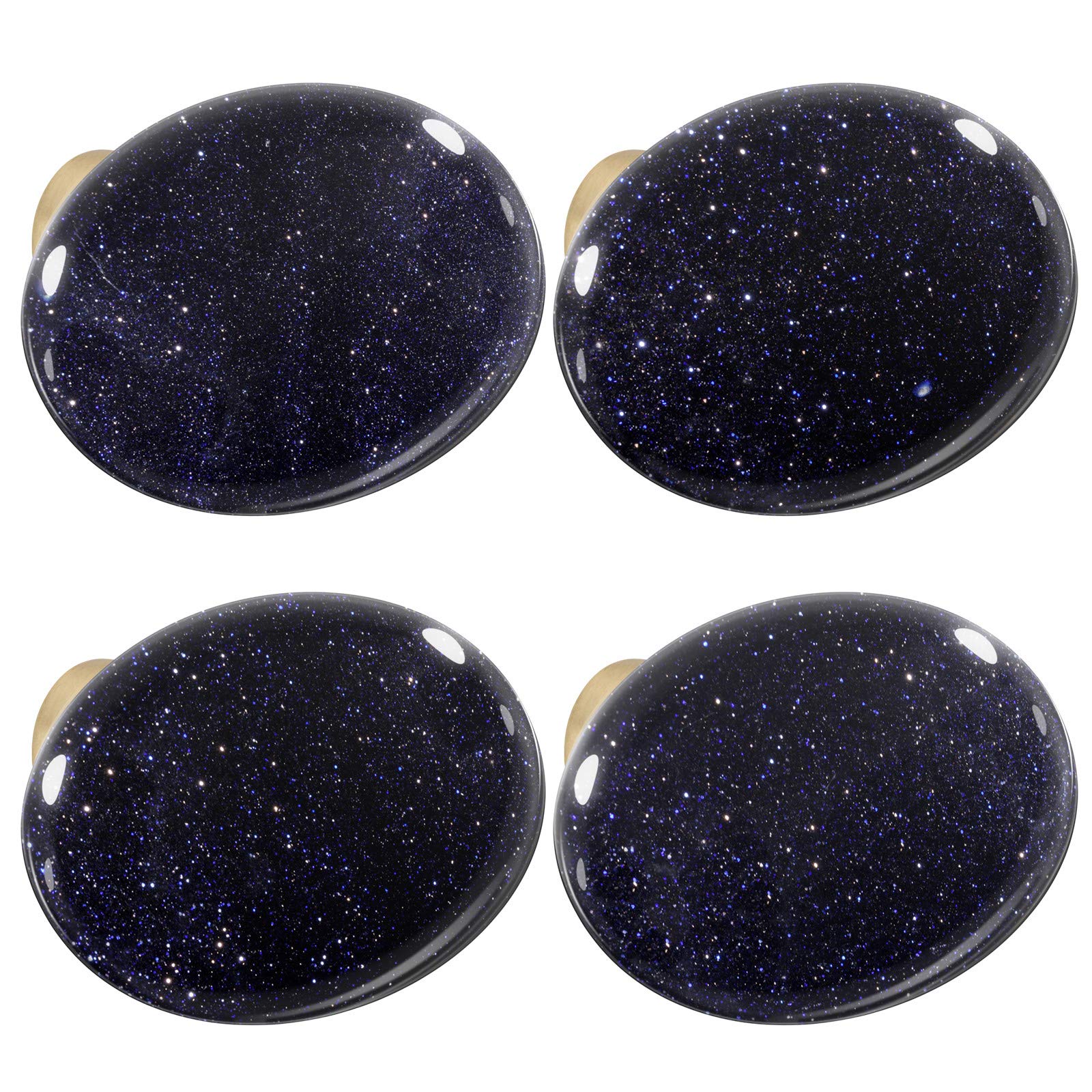 mookaitedecor Set of 4 40mm Blue Sandstone Crystal Drawer Knobs with Screws, Healing Stones and Crystals, Oval Decorative Stones Pull Handles for Cabinets Cupboard Wardrobe Home Kitchen