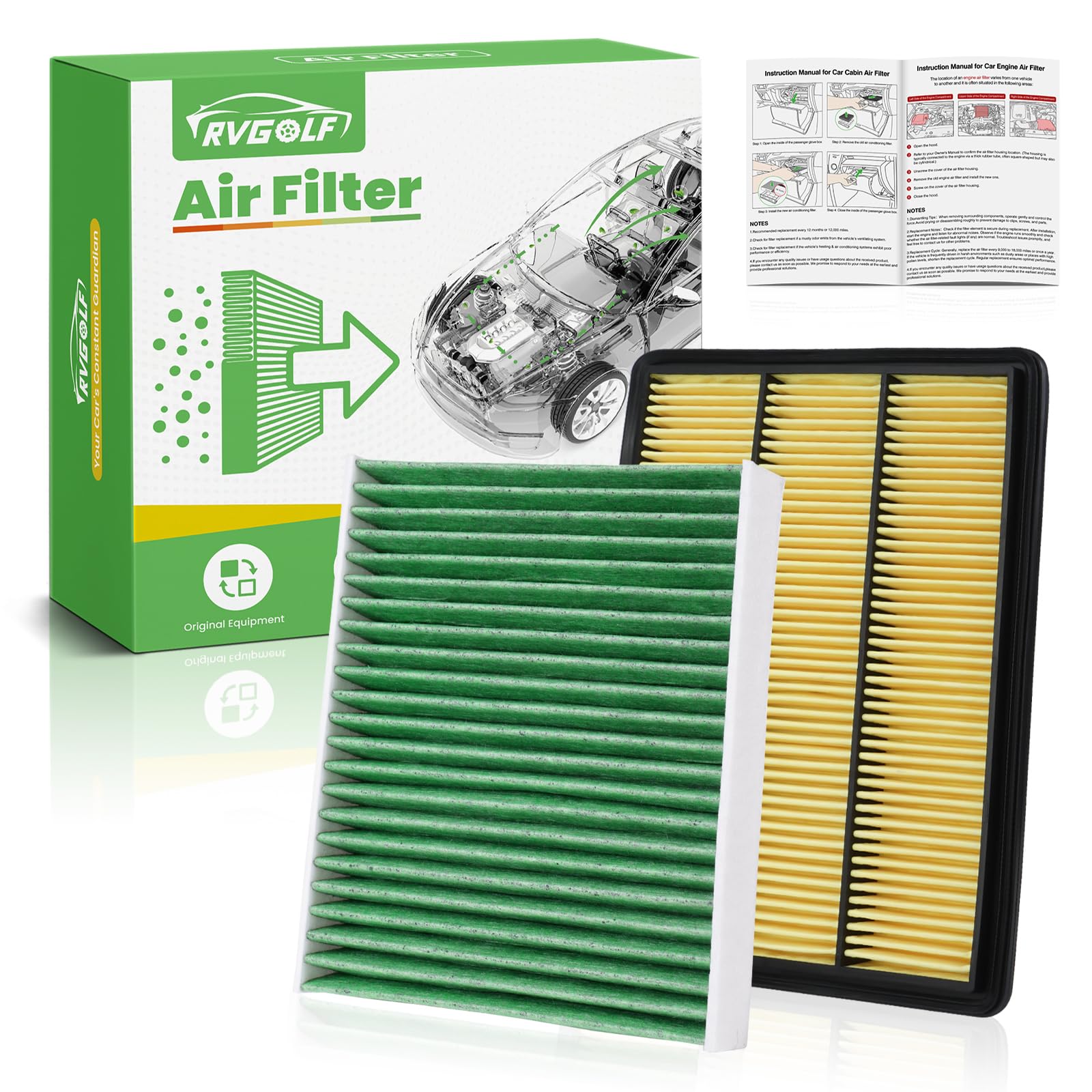 RVgolf Engine+Cabin Air Filters Fit for Infiniti