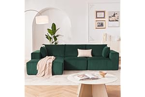 Huatean Home 108” Modular Sectional Sofa, Sponge Sectional Sofa Couch for Living Room, Modular L-Shape Sofa Couch with Chaise, DarkGreen