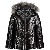 Calvin Klein Girls Hooded Winter Puffer Jacket, Full-length Heavyweight Coat With Fleece Lining