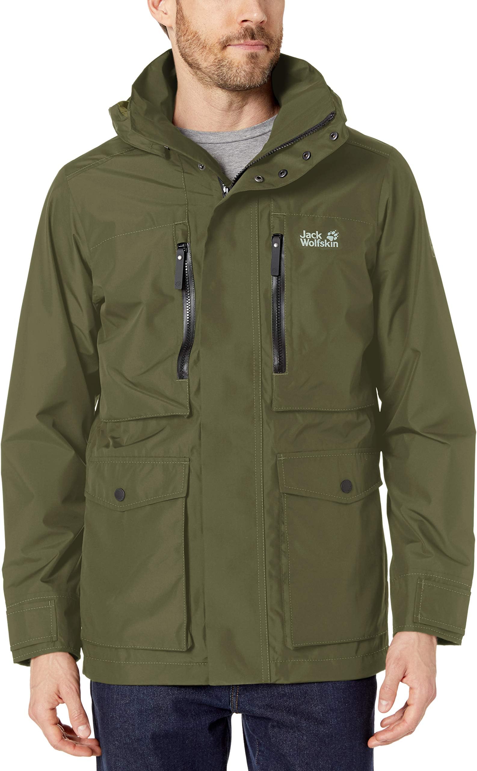 Jack Wolfskin Mens Bridgeport Jacket Men's Recycled Waterproof Rain Parka
