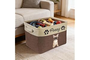 Personalized Dog Toy Storage Basket with Pet's Name and Photo, Custom Collapsible Pet Dog Toy Basket, Pet Storage Organizer f