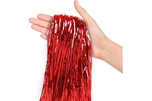 TREASURES GIFTED Red Tinsel Strands Metallic Icicle Streamers Pack of 2000 for Holiday Christmas Tree Mermaid Unicorn Birthday Wedding Anniversary Hanging Party Decorations