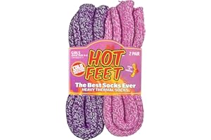 HOT FEET Kids Thermal Socks - Warm Winter Insulated Socks for Boys & Girls, Cozy & Thick Heated 2 Pack, Shoe Size 2-6