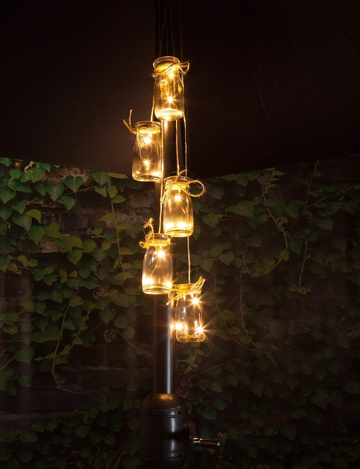 Noma 5 Bottles Parasol Cluster Light With Warm White Led S Battery Operated Amazon Co Uk Garden Outdoors