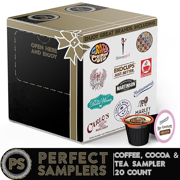 PERFECT SAMPLERS COFFEE/TEA/CIDER/CAPPUCCINO AND HOT CHOCOLATE SINGLE SERVE CUPS FOR KEURIG K CUP BREWERS, PREMIUM MIX, 20 COUNT
