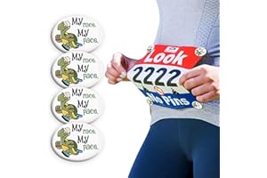 BibBoards Safety Lock Race Bib Clips - Snap & Lock Bib Fasteners for Runners, Non Magnetic Bib Holder, Marathon, Running & Cycling, Eliminate Safety Pins, Event Clips, My Race My Pace Turtle - 4 Pack