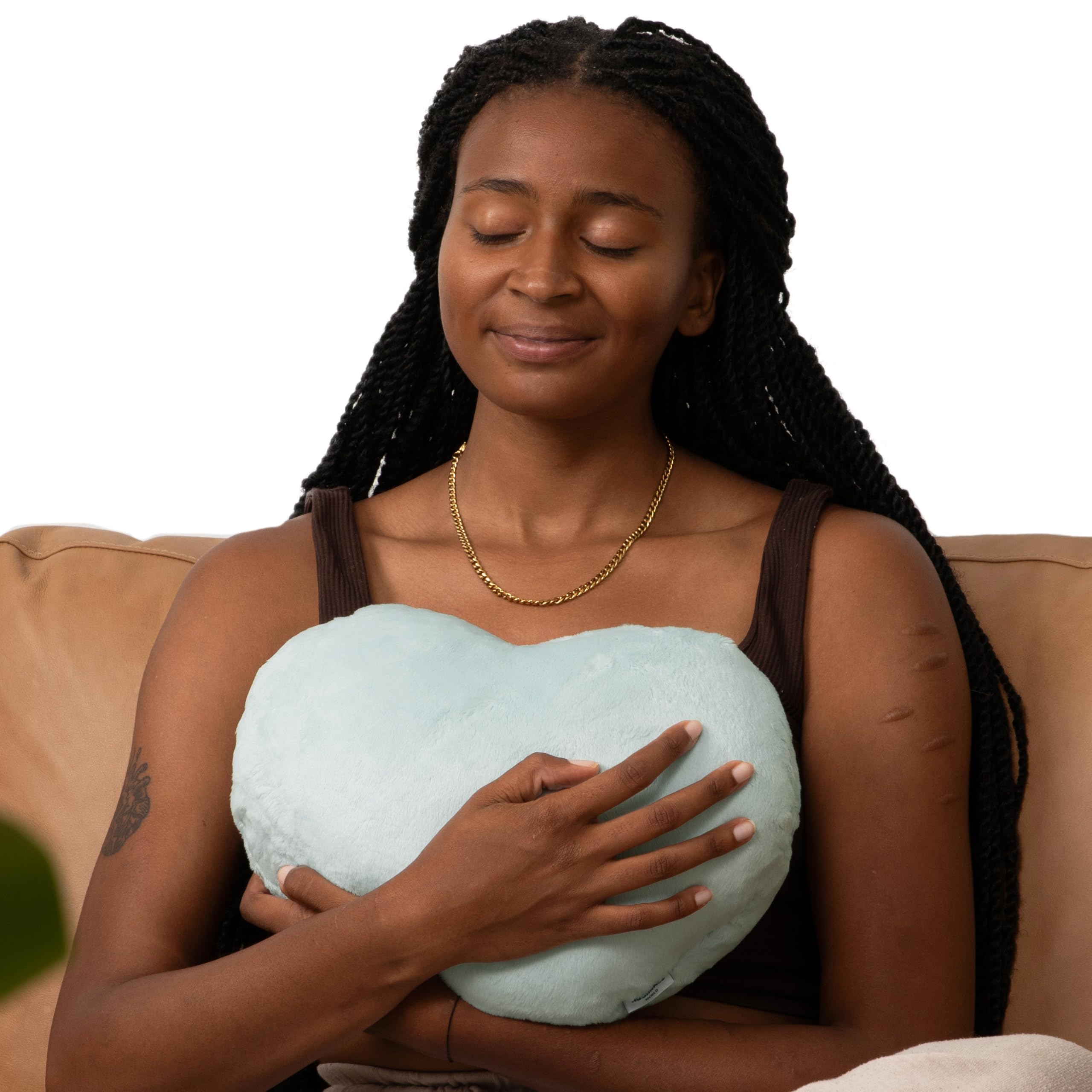 Photo 1 of HUGIMALS Heart to Hug Pillow in Mist | 5 lb Cozy Weighted Pillow for Self Care Ultra Soft Sensory Heart Shaped Pillow for Comfort, Relaxation, Sleep - Thoughtful Gift for Adults and Teens