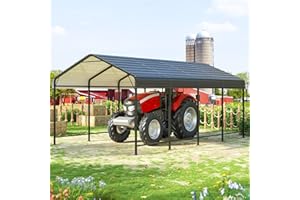 AIRWIRE 12x20 Metal Carport Carports with Enhanced Base Heavy Duty Garage Outdoor Galvanized Car Shelter for Car, Boats and Truck