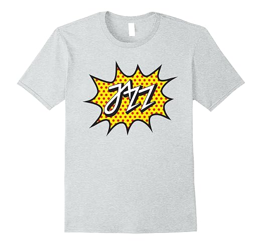 Mens Funny Jazz Cartoon Style T-shirt 2XL Heather Grey