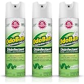 OdoBan Ready-to-Use 360-Degree Continuous Spray Disinfectant and Harsh Aroma Eliminator, Fabric and Air Freshener, 3 Pack, 14.6 Ounces Each, Original Eucalyptus Scent Clear