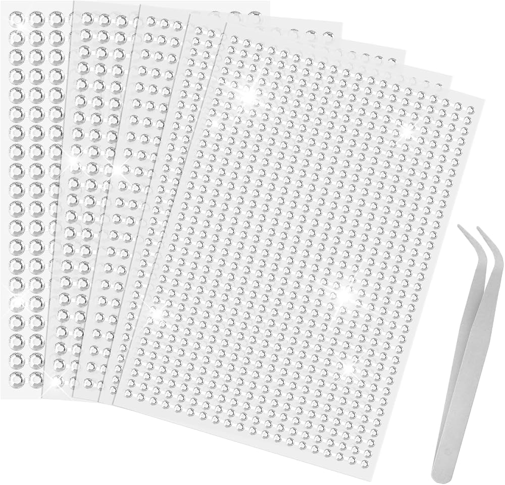 Sularpek 2542Pcs Gem Stickers 5 Sheets Self-Adhesive Acrylic Rhinestones