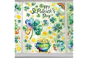 BANANABROTHER St Patricks Day Window Clings for Glass Windows, Saint Patrick's Day Shamrock Decor, Spring Window Sticker Decal for Gifting and Holidays, 8 Sheets