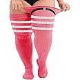 Zando Plus Size Thigh High Socks Extra Long Leg Warmers Over Knee Thick Socks Chunky Knit Thigh High Stockings for Women