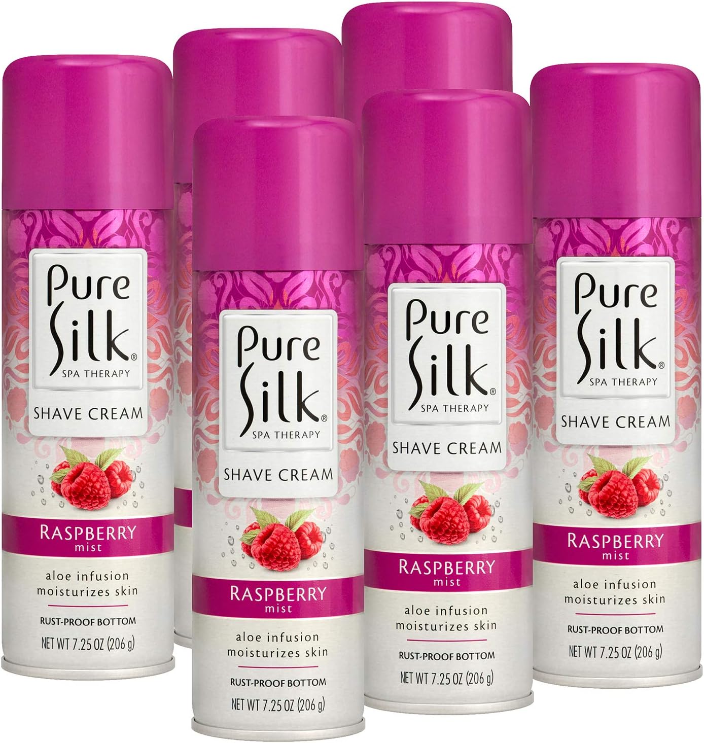 Pure Silk Raspberry Mist Spa Therapy Shave Cream for Women, 7.25 Oz, Pack of 6