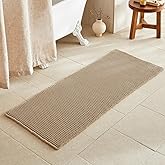 TYUU Waffle Runner Rug Bathroom, Long Boho Bathroom Rugs Non Slip Washable Super Absorbent Quick Dry Farmhouse Bath Decor, 60"x24" / 5'x2' Khaki