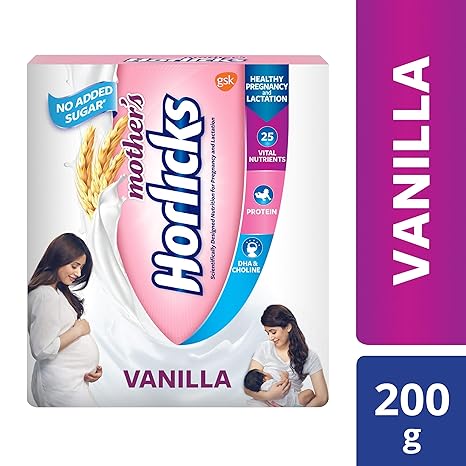 Mothers Horlicks-Health and Nutrition drink (Vanilla flavor) 200gm Refill pack-No Added Sugar