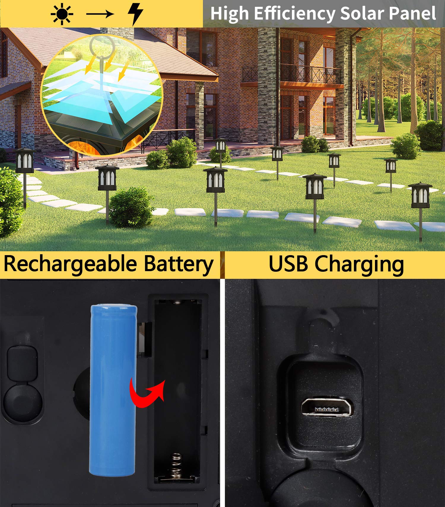 Marlrin Solarlampe Gartenfackeln LED Fackel Solarleuchte Solar Gartenleuchte Hängende Solarleuchten IP65 Wasserdicht 3Mode Mit Realistischen Flammen Auto EIN/Aus USB Wiederaufladbar (2 Stück)