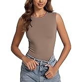 ODODOS Women's Double Layer Sleeveless Tee Ultra-Soft Lightweight Crew Neck Basic T-Shirts Slim Fit Tank Top