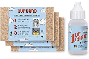 1UPcard Video Game Cartridge Cleaning Kit | 3 Pack of Cards with Cleaning Fluid | Compatible With Nintendo, Super NES, Sega G