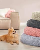 Feandrea Donut Dog Bed Pink 70 cm Soft Plush Removable Cover view 8