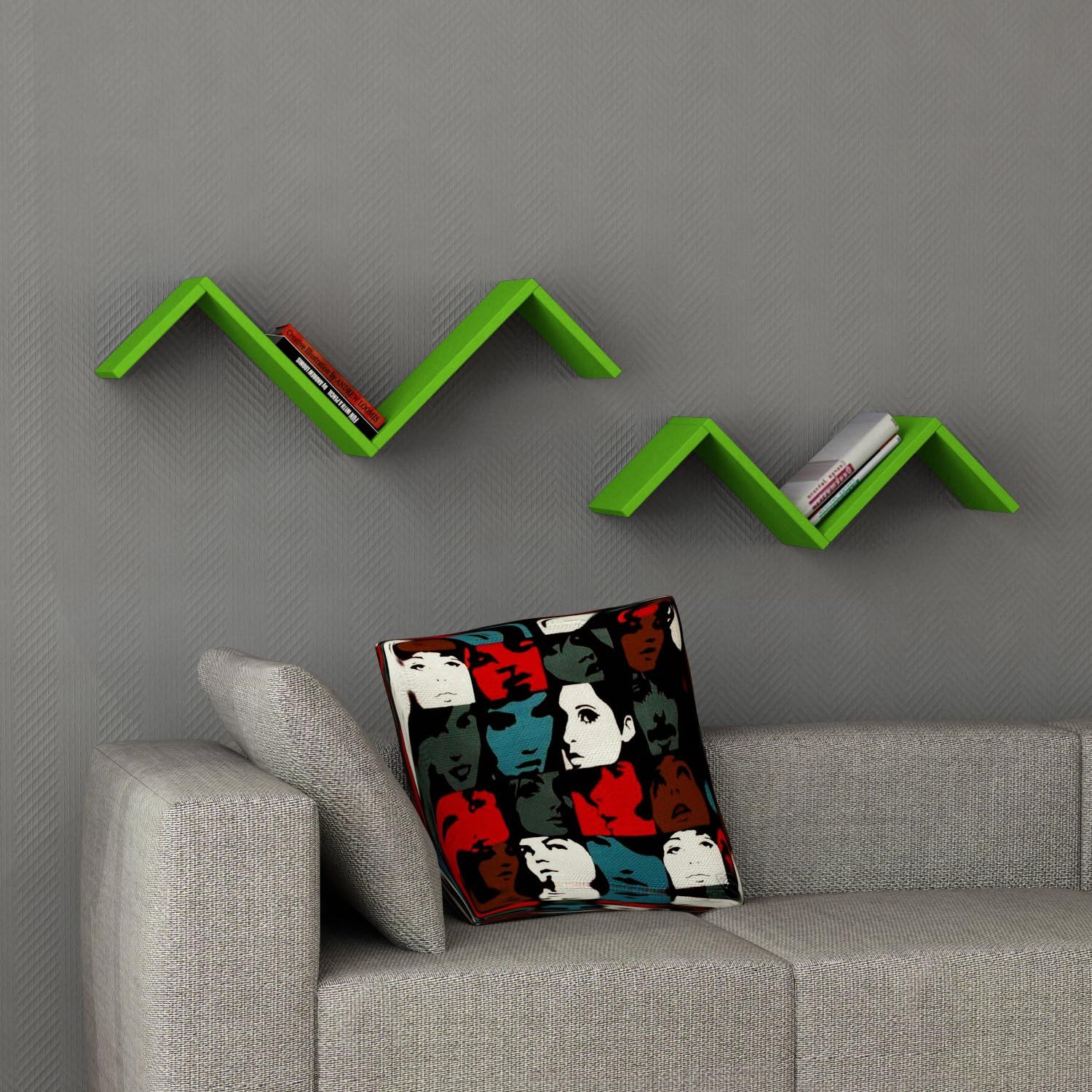 Amazon Com Home Mania Set Wall Shelf 2 Uds Marti Green Home Kitchen