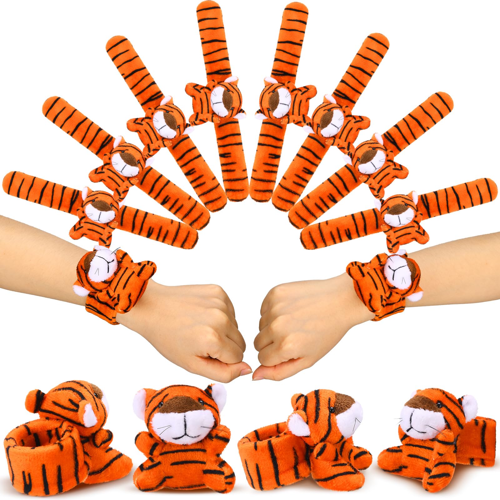 Photo 1 of Vinsot 36 Pcs Tiger Stuffed Animal Slap Bracelets Plush Mini Plush Slap Bracelet Wrist Snap Band Toys Bulk Kids for Themed Party Favors, Holiday Gifts, Classroom Rewards