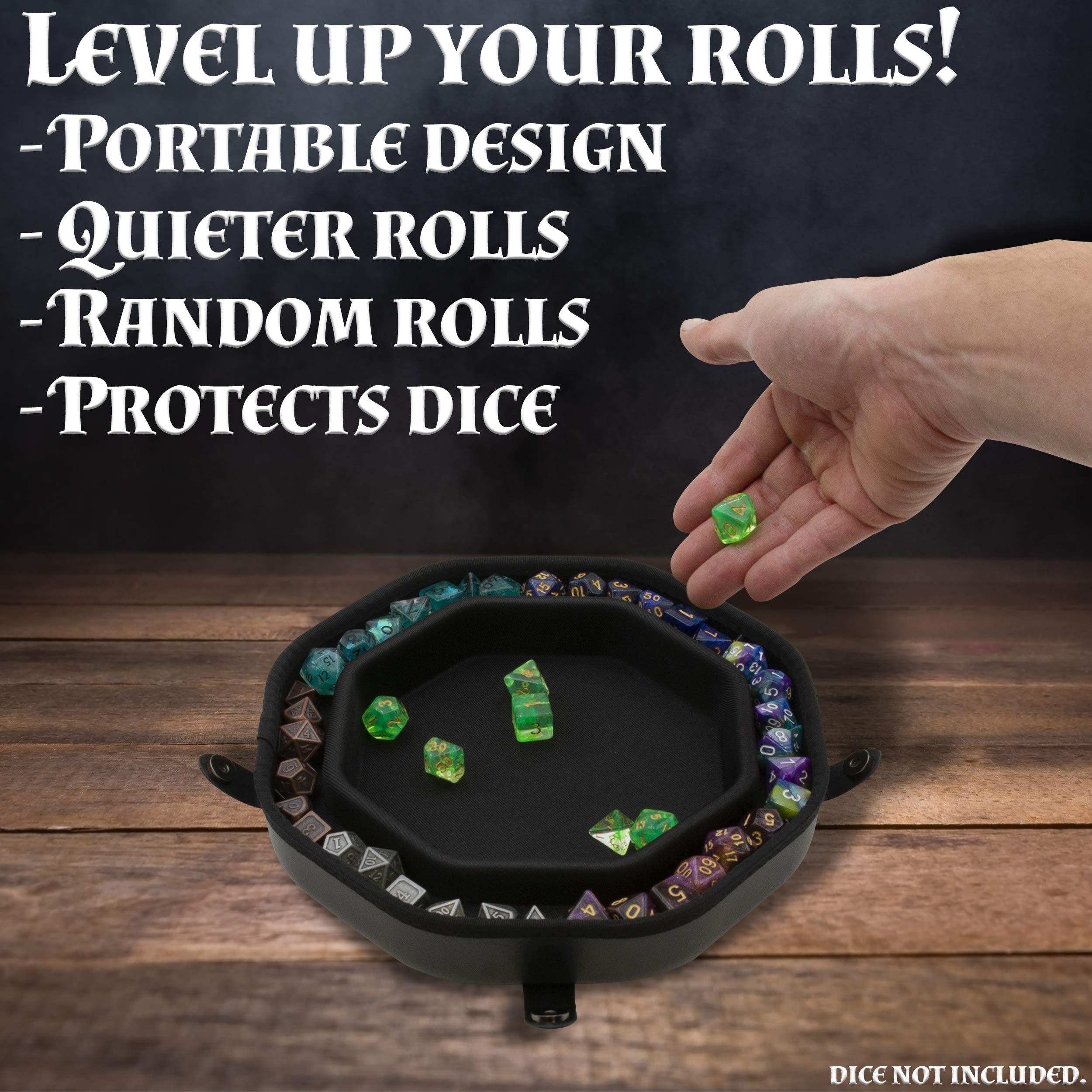 CASEMATIX Dice Tray and Dice Storage Case for Up to 115 RPG Dice - Dice Tray for Rolling with Magnetic Snaps, Embossed Dragon Design and Non-Scratch Interior for Random Rolls Dice Protection