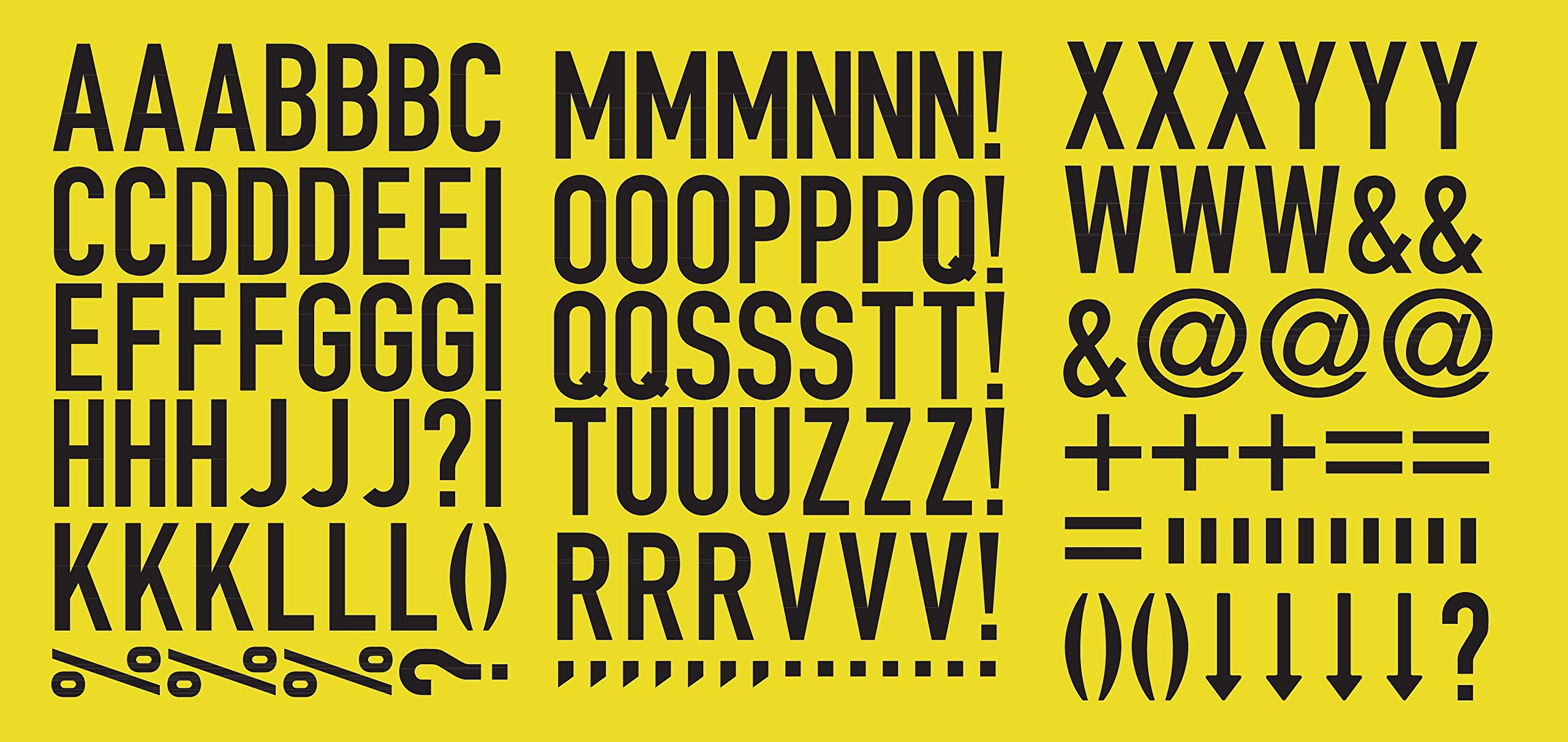 Magnetic Numbers or Letters on A4 Sheet for Metal Surfaces (Yellow Letters, 50mm Height)