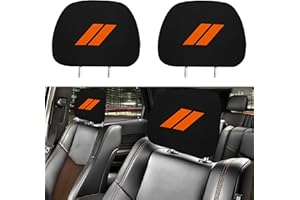 YOSRTER Headrest Covers for Dodge Charger Challenger Durango Accessories Soft Black Fabric Head Rest Cover Universal Fit to All Car/Truck Models 2 Pack(Orange Trim)
