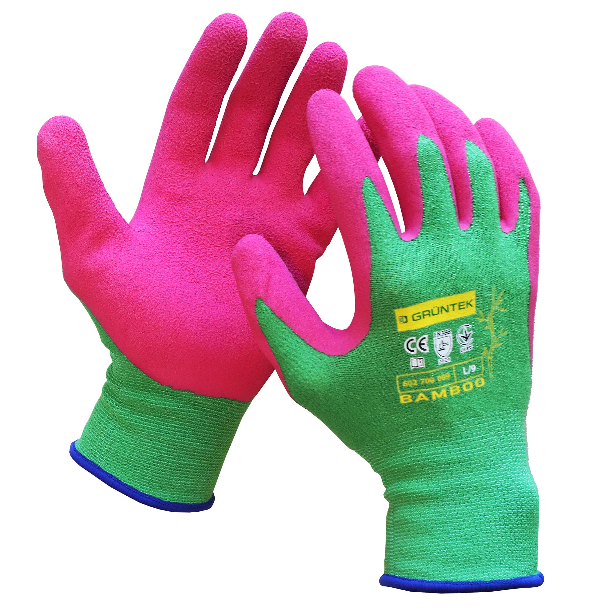 GRÜNTEK 2 Pairs Garden Gloves Bamboo Garden Work Gloves for Domestic and Commercial Use in Horticulture, Fishing, Building and Restoration (L/9)
