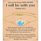 Eryuor Strength Encouragement Gifts-When You Go Through Deep Waters Isaiah 43:2 Mustard Seed Wave Bracelet for Women Her