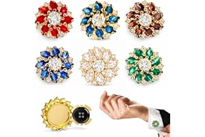 Button Covers for Women Blouses Flower Rhinestone Button Covers Colorful Crystal Button Jewelry Clips Set for Men Shirts DIY 