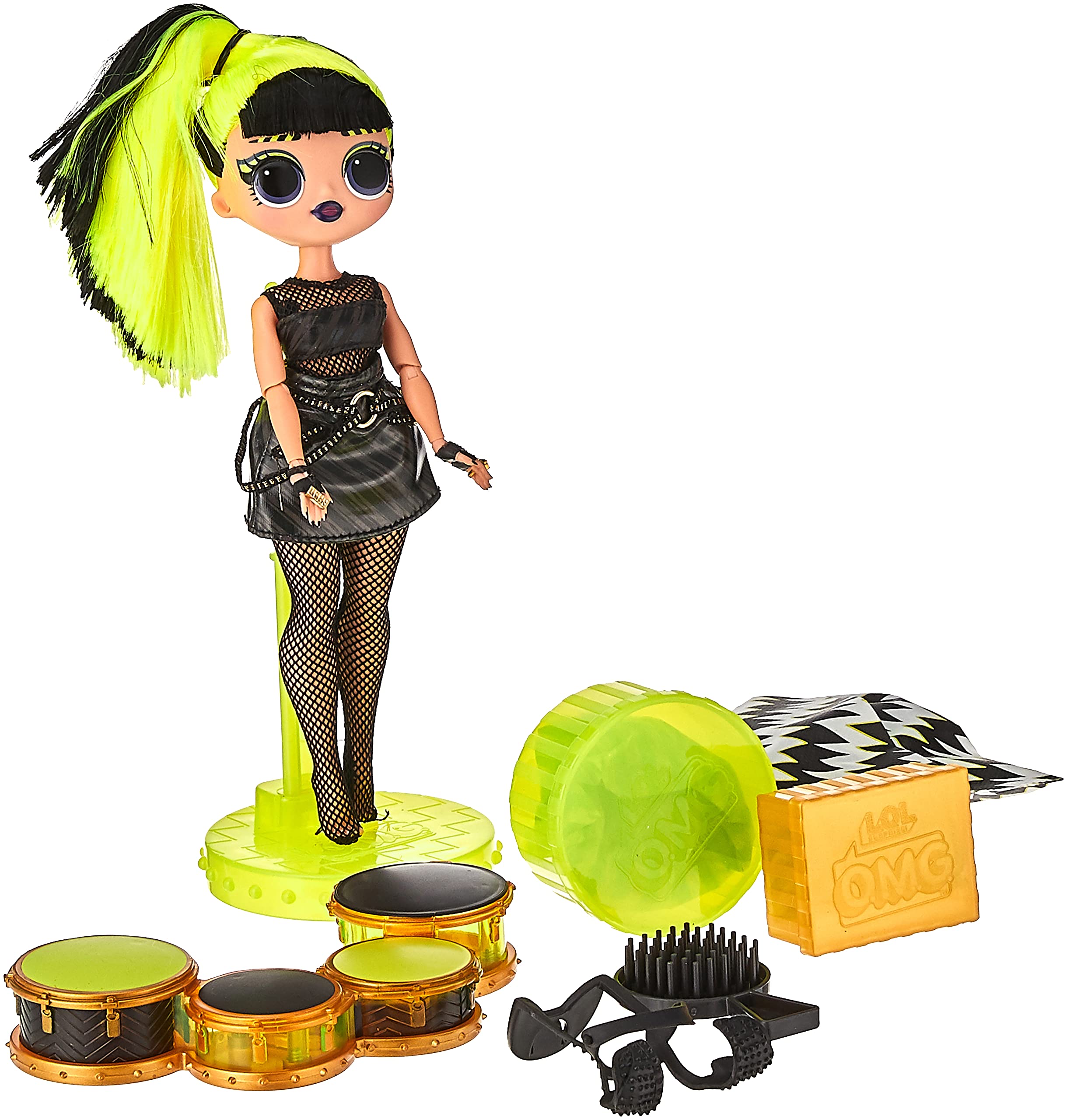 L.O.L. Surprise! OMG Remix Rock BHAD GIRL Fashion Doll with 15 Surprises Including Drums, Outfit, Shoes, Hair Brush, Doll Stand, Lyric Magazine & Record Player Package - For Girls Ages 4+