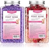 XIWEIOO Foot Soak Kit -46 oz, Pack of 2 Natural Epsom Salt Rose, and Lavender- Essential Oils Foot Athletes Foot spa Itching,Foot Bath Salt Tea Tree Oil Foot Soak Foot Care Pedicure Feet spa Message
