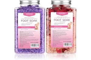 XIWEIOO Foot Soak Kit -46 oz, Pack of 2 Natural Epsom Salt Rose, and Lavender- Essential Oils Foot Athletes Foot spa Itching,Foot Bath Salt Tea Tree Oil Foot Soak Foot Care Pedicure Feet spa Message